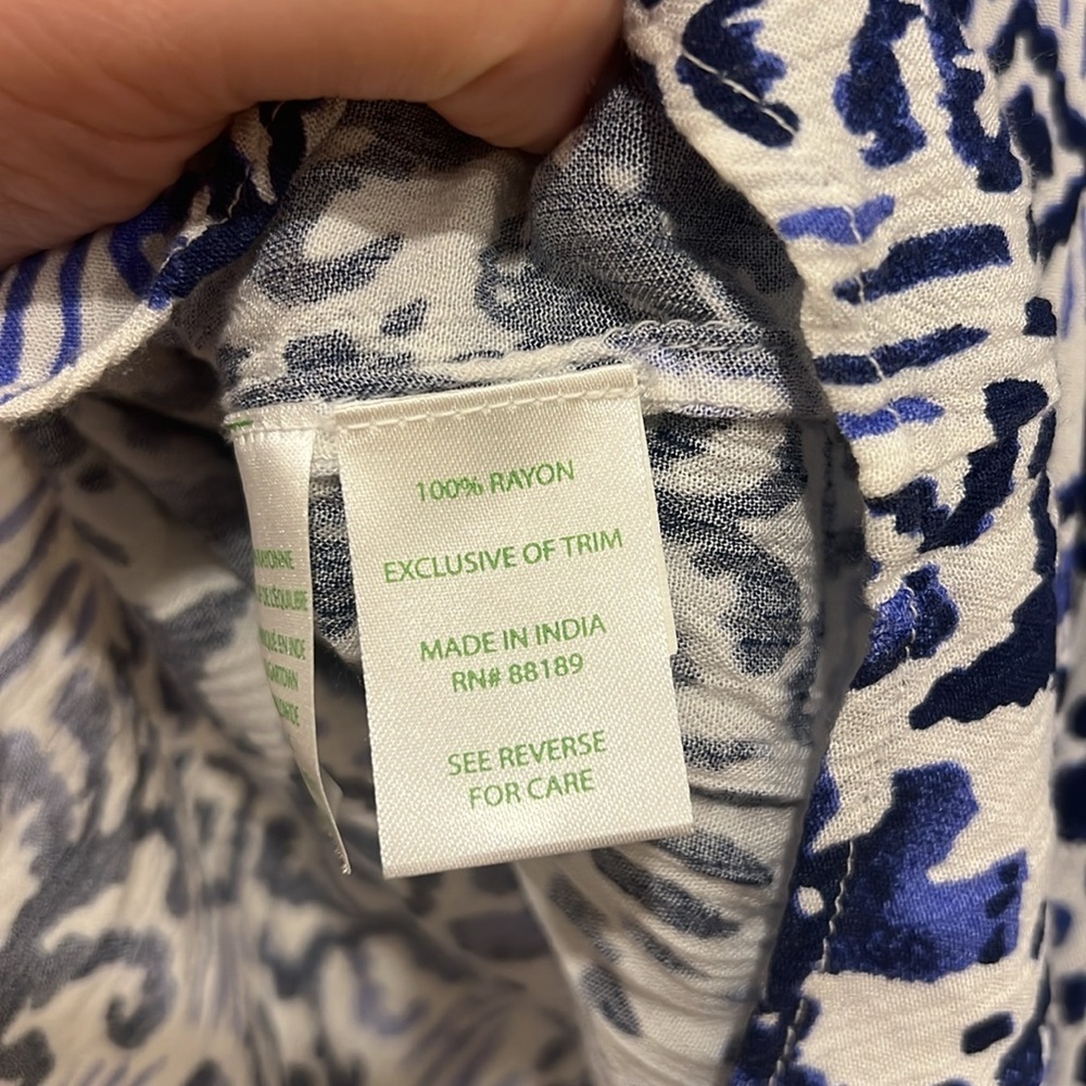 Lilly Pulitzer Nita Cover Up Womens Blue White Print Off Shoulder Size XS - Picture 6 of 8